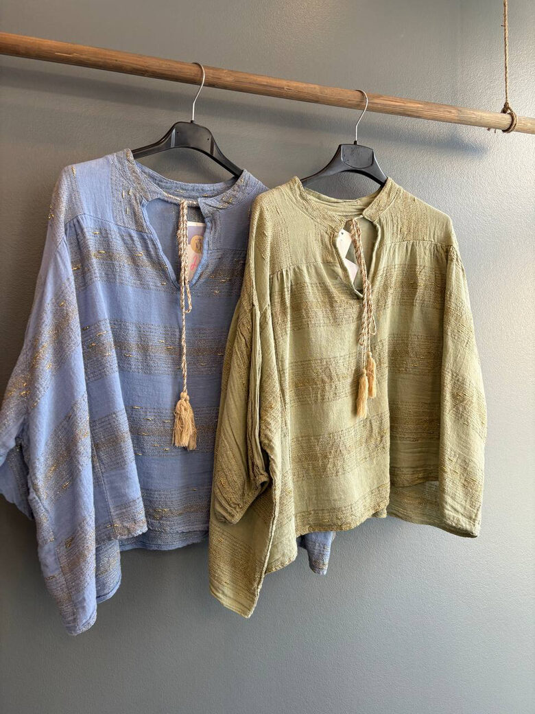 Blūze ar kokvilnu un linu